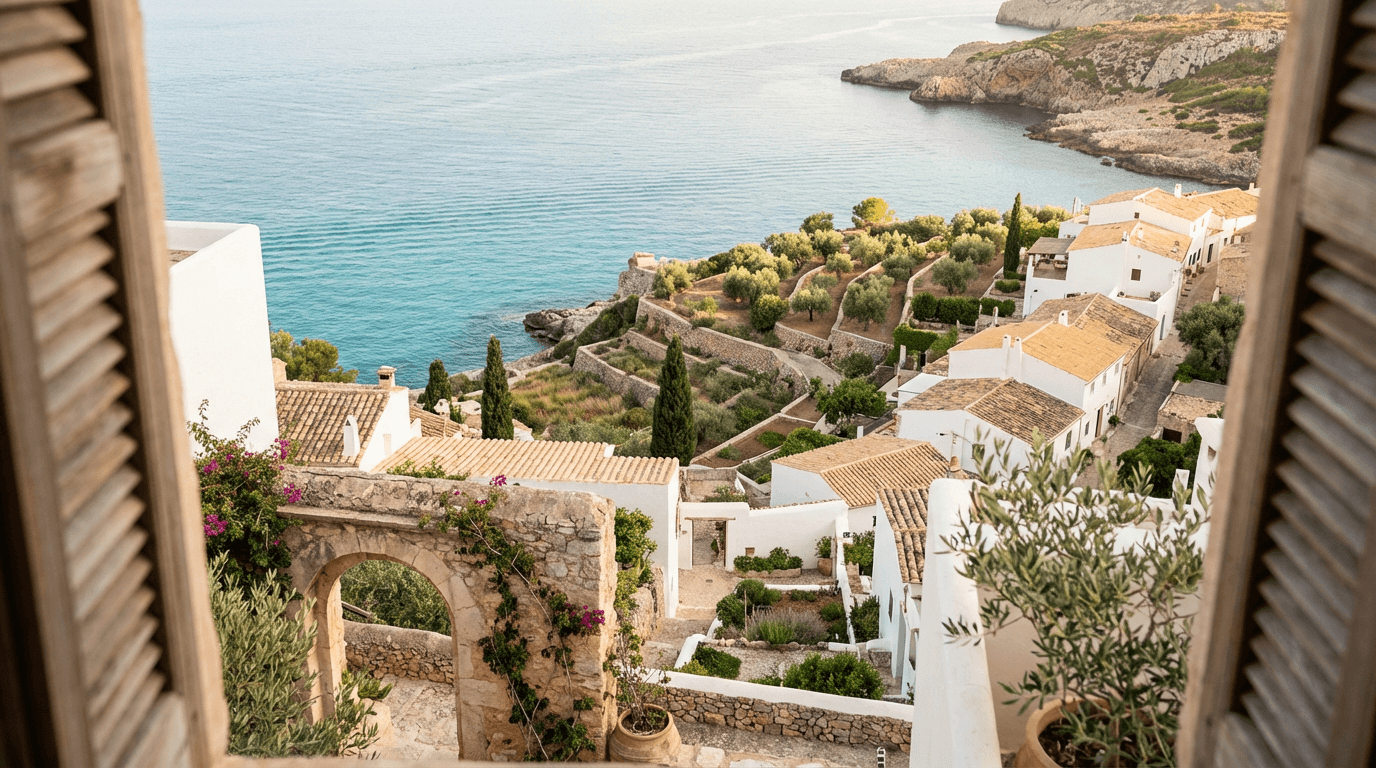 Coastal view of Zakynthos with turquoise sea and green hills